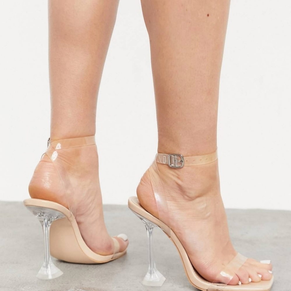 Public Desire wide Square Toe Clear heeled